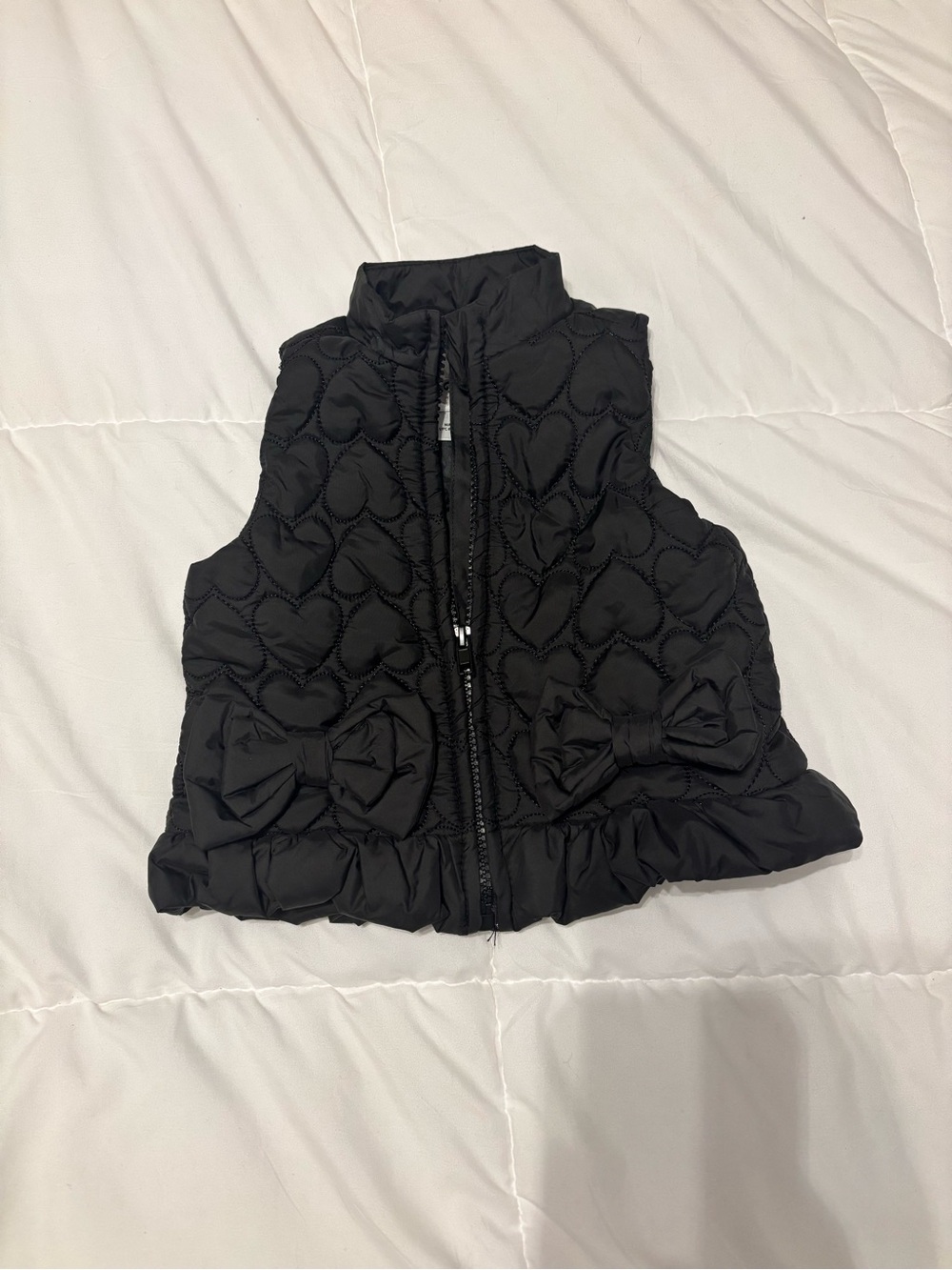 Rare Editions Black Quilted Vest with Heart Stitching
